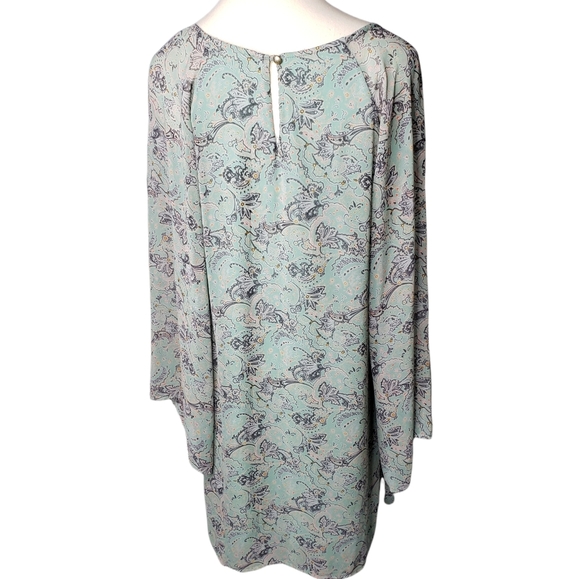 Altar'd State wide sheer raglan sleeve shift fleur-de-lis Spring print dress M - Picture 7 of 7